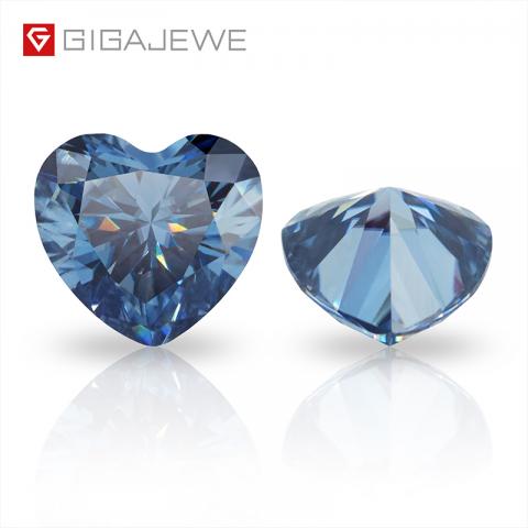GIGAJEWE Customized Heart Cut Blue Color VVS1 Natural Growth Moissanite Loose Diamond Test Passed Gemstone For Jewelry Making