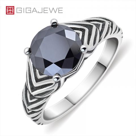 GIGAJEWE 2.0ct 8.0mm EF Round 925 Thai Silver Moissanite Ring Diamond Test Passed Jewelry Woman Girlfriend Gift