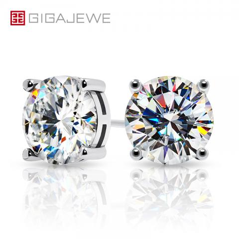 GIGAJEWE Total 6.0ct EF VVS Diamond Test Passed Moissanite 18K White Gold Plated 925 Silver Earring Jewelry Woman Girl Gift