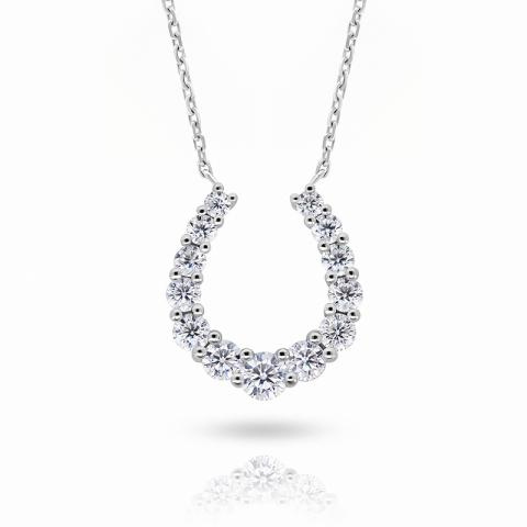 GIGAJEWE 1.09ct 2-3.5mm D Color Round 18K White Gold Moissanite Necklace Diamond Test Passed Jewelry Woman Girl Gift