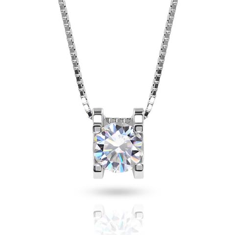 GIGAJEWE 0.6ct 5.5mm EF Round 18K White Gold Plated 925 Silver Moissanite Necklace Diamond Test Passed Jewelry Girlfriend Gift