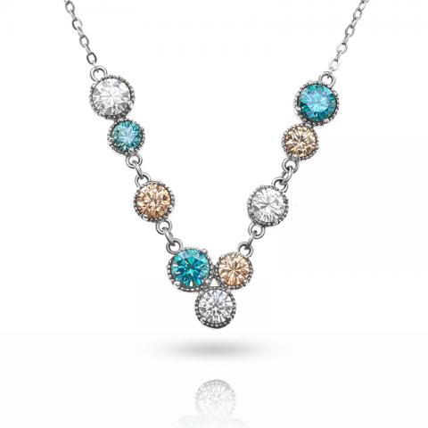 GIGAJEWE 3.6ct EF Cyan Golden Round Cut 18K White Gold Plated 925 Silver Moissanite Necklace Diamond Test Passed Girlfriend Gift