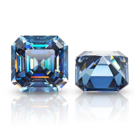 GIGIGAJEWE Customized Asscher Blue Color VVS1 Natural Growth Moissanite Loose Diamond Test Passed Gemstone For Jewelry Make