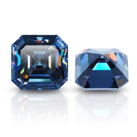 GIGAJEWE Natural Dark Blue color VVS1 Asscher Hand Cut Moissanite Loose GemStone By Excellent Cut With Certificate for Jewelry Making