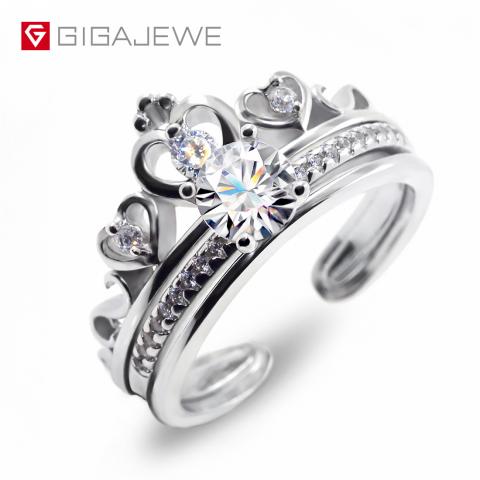 GIGAJEWE Moissanite Ring 0.6ct 5.5mm Round Cut F Color 925 Silver Gold Multi-layer Plated Fashion Love Token Girlfriend Gift