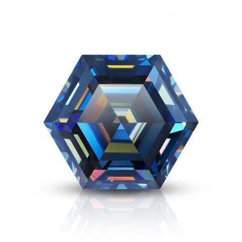 GIGAJEWE Moissanite Hand-Cutting Hexagon Cut Blue Color VVS1 Premium Gems Loose Diamond Test Passed Gemstone For Jewelry Making