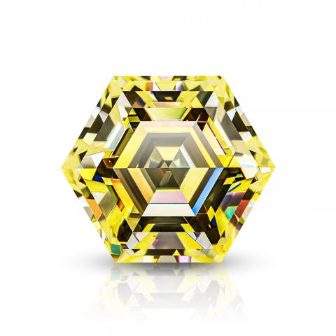 GIGAJEWE Moissanite Hand-Cutting Hexagon Cut Vivid Yellow Color VVS1 Gems Loose Diamond Test Passed Gemstone For Jewelry Making