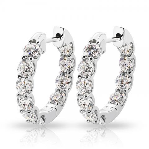 2CT 9K/14K/18k White Gold Hoop Earrings with White D color Mossanite white gold earrings Anniversary Gift Girlfriend Gift