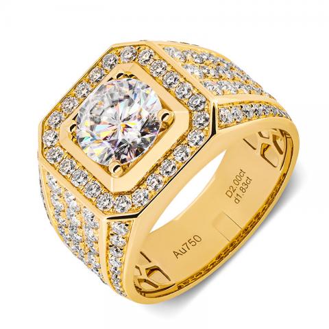 GIGAJEWE 3.0CT Round Cut 9mm White D color Color 9K/14K/18K Yellow gold Moissanite Ring, Engagement Ring Wedding Ring,Men Band,wedding band