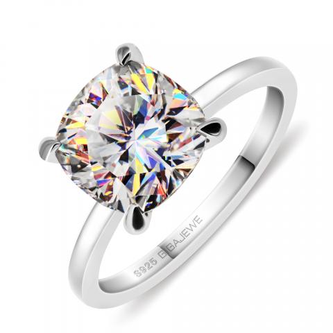 GIGAJEWE - 8.5 Silver Ring Moissanite 925mm White D Color VVS1 Cushion Cut Diamond Test Passed Simple Style Women Gift