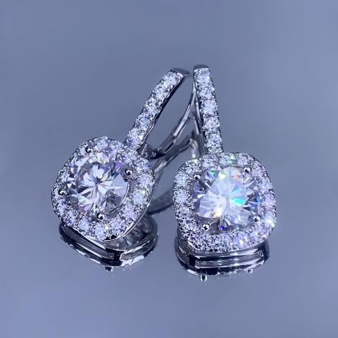 GIGAJEWE 8CT 14k White Gold Earrings set with Forever One White D color Mossanite white gold earrings Anniversary Gift Girlfriend Gift
