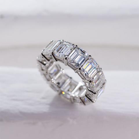 GIGAJEWE 25Ct 9K/14K/18K White gold 6*8mm Emerald cut Moissanite Ring, Anniversary Band Eternity Ring,moissanite engagement ring