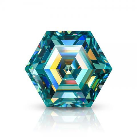 GIGAJEWE Moissanite Hand-Cutting Hexagon Cut Cyan Color VVS1 Premium Gems Loose Diamond Test Passed Gemstone For Jewelry Making