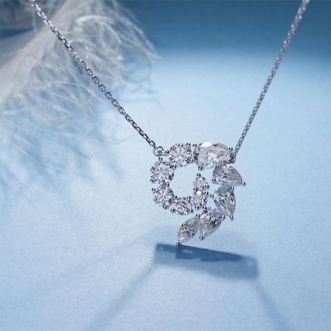 GIGAJEWE 4.06ct 9K/14K/18K White Solid gold Pear cut and Marquise cut Moissanite Diamond Necklace,Engagement Necklace,Wedding Necklace