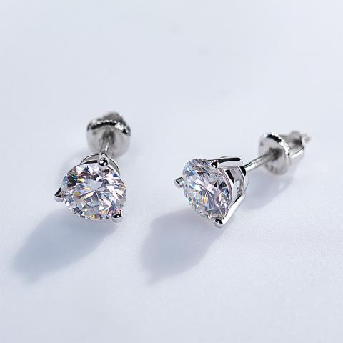 GIGAJEWE 2CT 9K/14K/18K White Gold Earrings set with Forever One DEF color Mossanite white gold Screw back earrings Unique wedding earrings