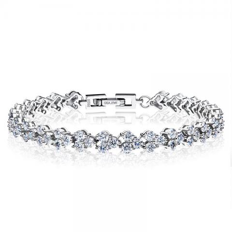 GIGAJEWE 6.1ct-8.3ct 3.0mm D Color Round Cut White Gold Plated 925 Silver Moissanite Tennis Bracelet Woman Girlfriend Gift
