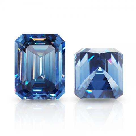 GIGAJEWE Customized Emerald Cut Bule color VVS1 Moissanite Loose Diamond Test Passed Gemstone For Jewelry Making