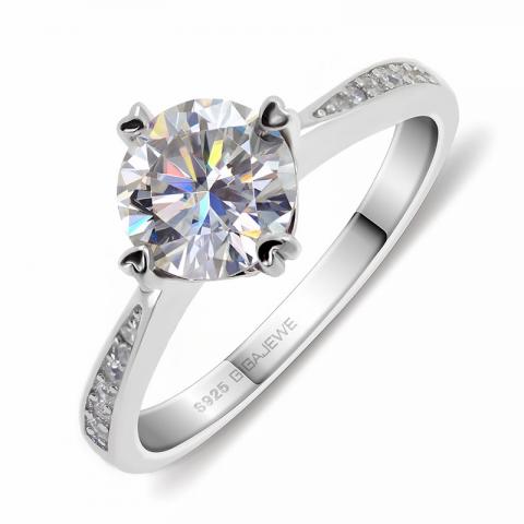 GIGAJEWE Moissanite Ring Total 1.0ct VVS1 Round Cut EF Color 925 Silver Jewelry Diamond Test Passed Love Token Woman Girl Gift