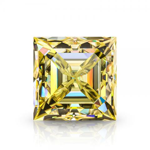 GIGAJEWE Moissanite Customized Right Angle Asscher Cut Vivid Yellow VVS1 Loose Diamond Test Passed Gemstone For Jewelry Making