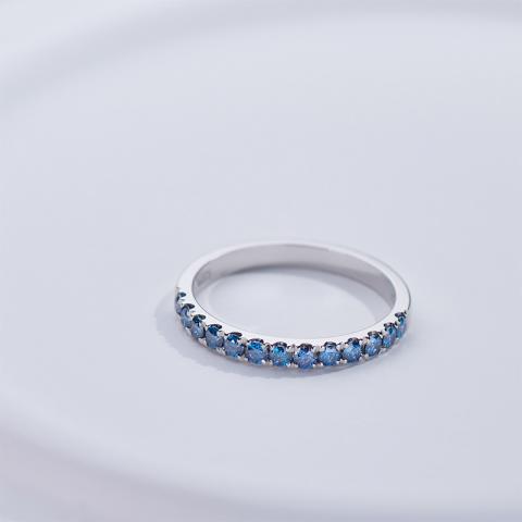 GIGAJEWE 1.5MM Round Cut Natural Blue Color 9K/14K/18K white gold Moissanite Ring, Engagement Ring Wedding Ring Bridesmaid gift