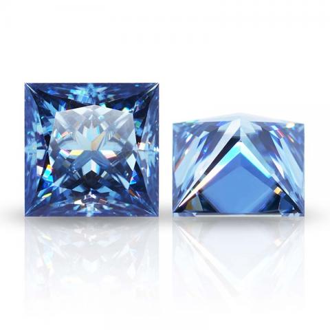 GIGAJEWE Customized Princess Cut Bule Color VVS1 Moissanite Loose Diamond Test Passed Gemstone For Jewelry Making