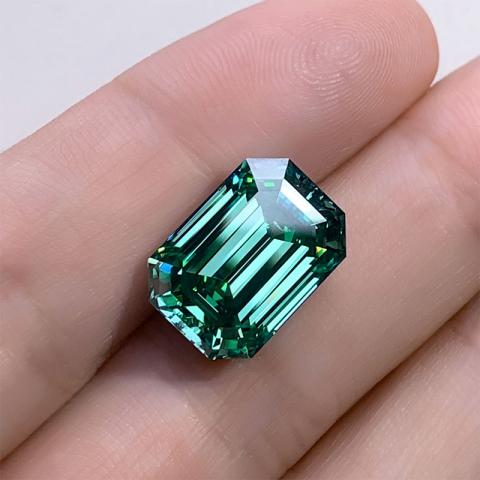 GIGAJEWE 10X14X6.69MM 7.77ct Green Color Emerald Cut Moissanite Loose Stone Loose moissanite For Jewelry Setting