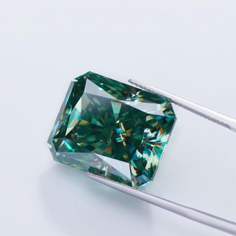GIGAJEWE Blue Green Color Radiant Cut Moissanite Stone Loose Gemstone For Jewelry Making Pass Diamond test