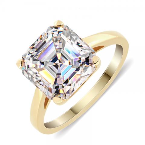 9K/14K/18K 10.5mm 6ct Asscher cut Yellow Gold D Color Moissanite With Bands Wedding Bands Girlfriend Gift Anniversary Bands Free shipping