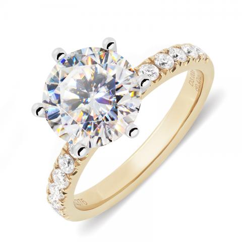 3ct Yellow Gold 9K/14K/18K Ring 9mm Round Cut White Color Moissanite Ring , Gold Engagement Ring,mother's day gift