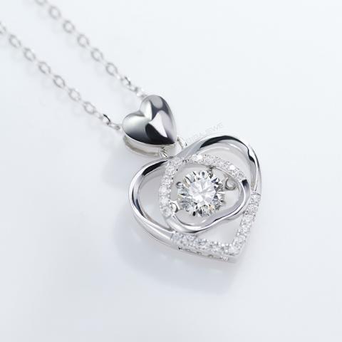 0.7Ct EF color Lab Grown Diamond 18K White Gold Round Cut DEF Color With side Diamond With Set Women Necklace