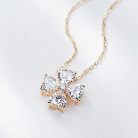 GIGAJEWE 2.0ct Yellow Solid Gold 9K/14K/18K Necklace 5.0mm Heart Cut White Color Moissanite Necklace ,Engagement Necklace