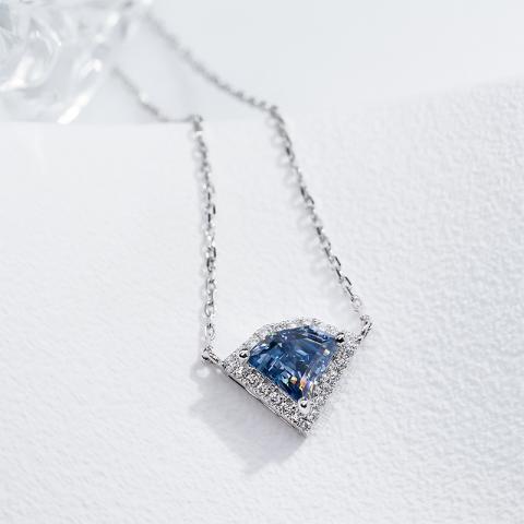 GIGAJEWE 1.0ct White Gold 9K/14K/18K Necklace 6*8.5mm Shield cut Blue Color Moissanite Necklace ,Gold Necklace,Women Gifts