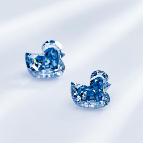 GIGAJEWE Best Manual cut 3.5ct Natural Blue color Duck Cut Moissanite Loose VVS1 by Excellent Cut For Jewelry Making