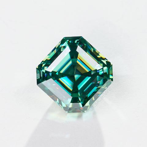 GIGAJEWE Cyan color Asscher Cut Moissanite Loose Gemstone By Excellent Cut With Certificate for Jewelry Making,Wholesale Moissanite