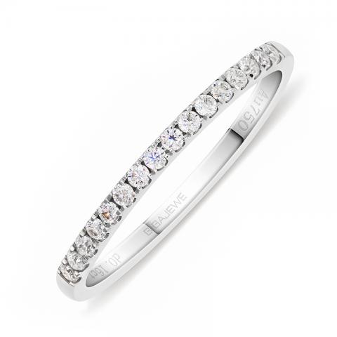 GIGAJEWE Total 0.16ct 1.5mmX16pcs Moissanite Or Diamond HPHT D VVS1 Round Cut 18K White Gold Ring Jewelry Woman Girlfriend Gift