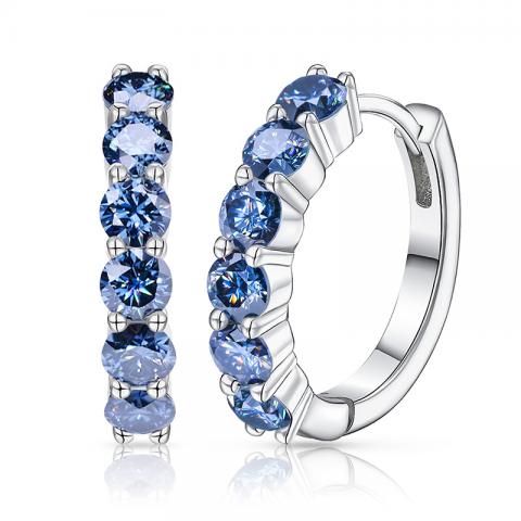 GIGAJEWE Moissanite white D Natural Blue Color VVS1 Total 1.2ct 925 Silver Earring 18K Gold Plated Diamond Test Passed Jewelry Girl Gift