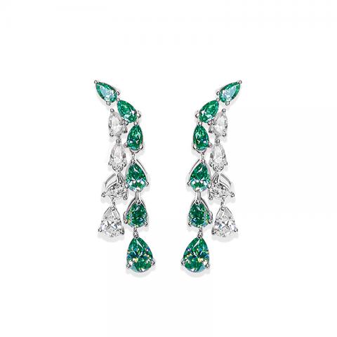 GIGAJEWE Total 9.1ct 925 silver plated gold Earrings green and white Pear Cut Push Back Moissanite Earrings ,Wedding gift