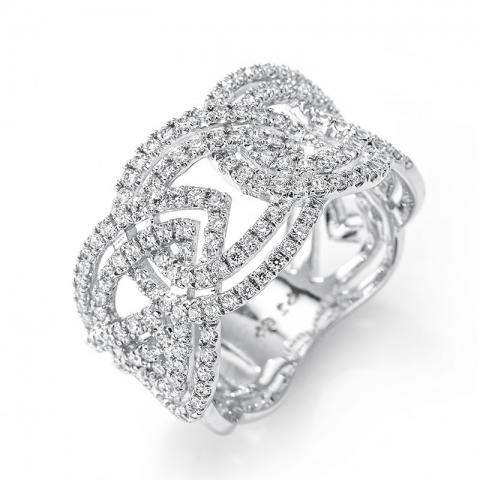 GIGAJEWE Round Cut CVD Lab Grown Diamond 9K/14K/18K/ White Solid Gold Platinum DEF Color Mazes Style Diamond Women Ring,Engagement Ring